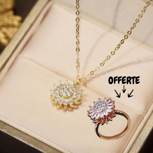 Collier Tournesol Rotatif 💥 + Bague OFFERTE 🎁