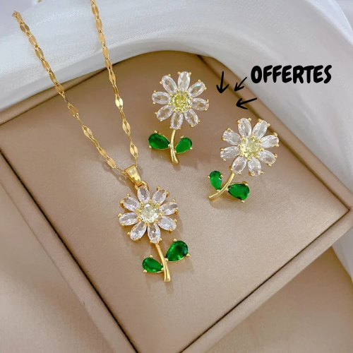 Parure Florale - 1 collier Acheté = 1 paire de boucles OFFERTE