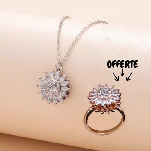 Collier Tournesol Rotatif 💥 + Bague OFFERTE 🎁