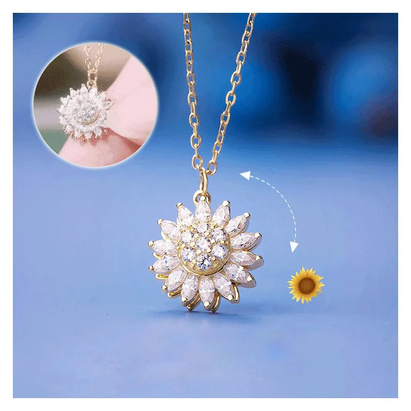 Collier Tournesol Rotatif 💥 + Bague OFFERTE 🎁