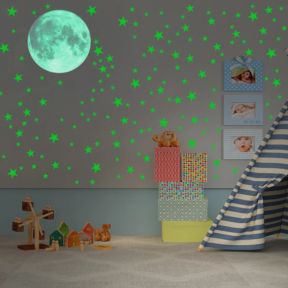 435 Wall Stickers Luminous Stars Moon Planet Glow In The Dark Nursery Kids Room - Image 3