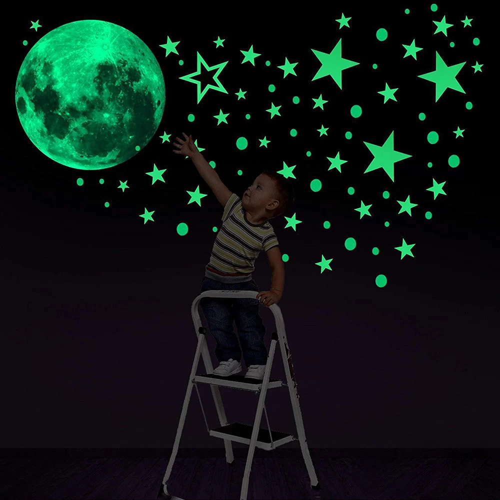 435 Wall Stickers Luminous Stars Moon Planet Glow In The Dark Nursery Kids Room - Image 2