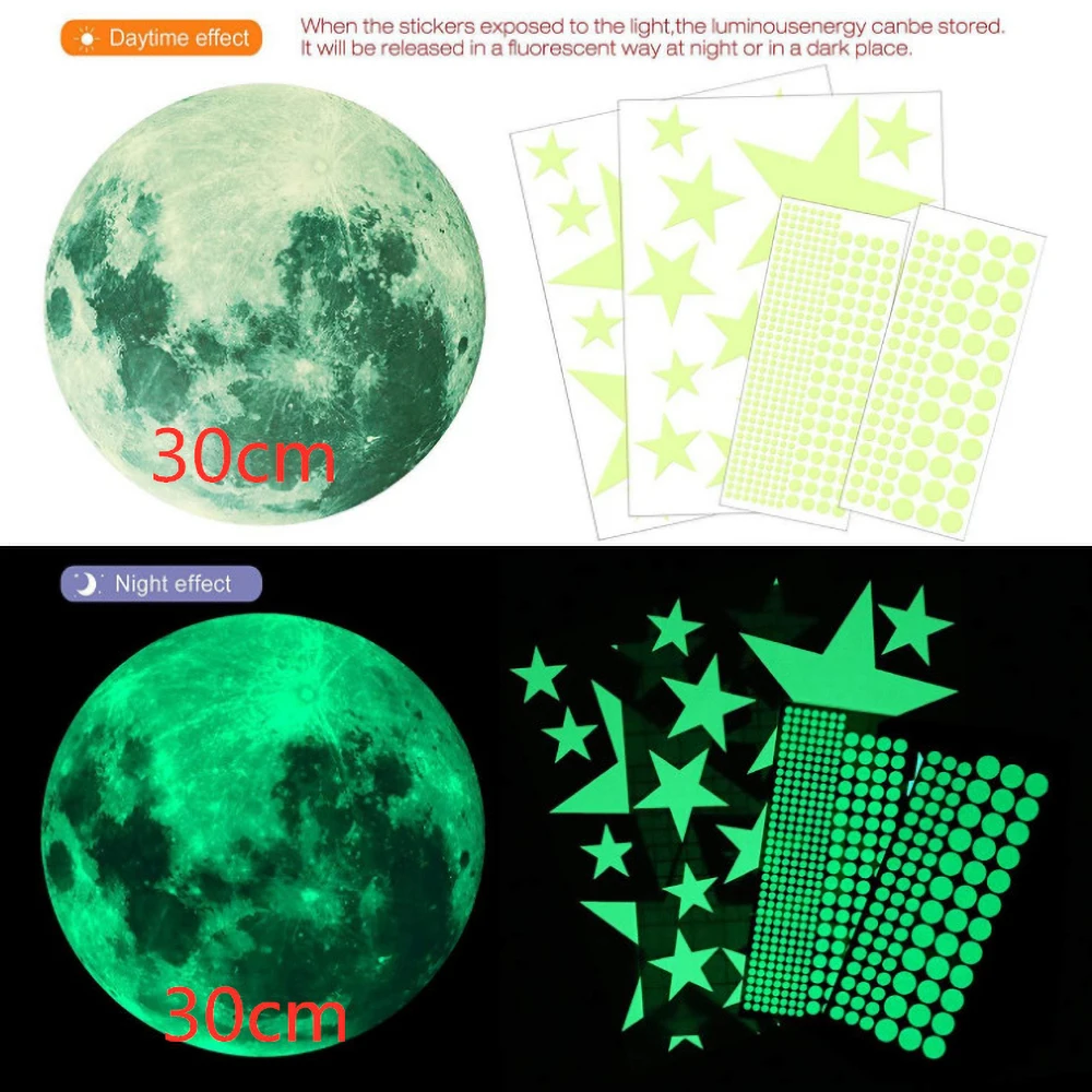 435 Wall Stickers Luminous Stars Moon Planet Glow In The Dark Nursery Kids Room - Image 6