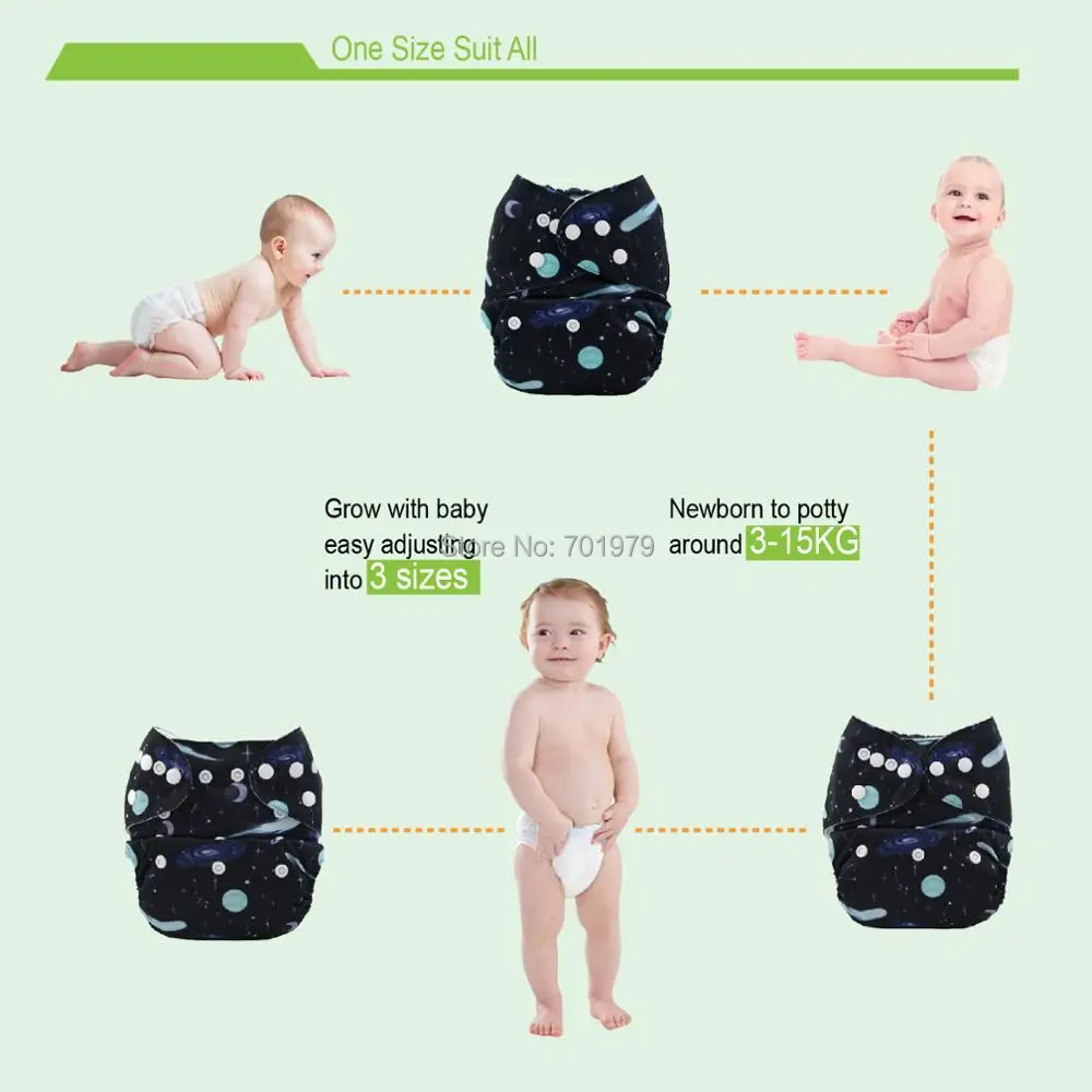 U Pick ALVABABY Cloth Diapers Baby Eco-friendly Modern Cloth Nappy for Baby 3-15kg with 1pc Diaper Insert - Image 3