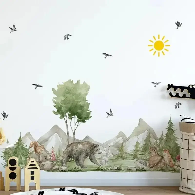 Cute Woodland Animals Are Learning Wall Stickers for Kids Room Wallpaper for Children Bedroom Living Room Nursery Decoration - Image 4