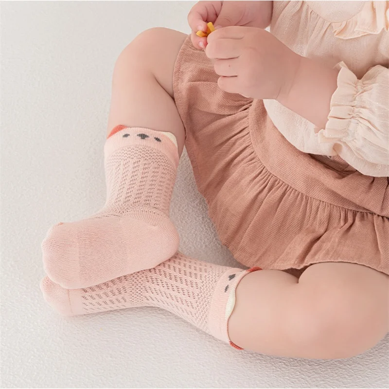 3 Pairs/lot Newborn Socks For Girl Boy 0-5 Yrs Summer Thin Cotton Mesh Infant Baby Boneless Short Sock Cute Clothing Accessories - Image 3