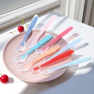 9 Colors Baby Silicone Spoon Learning Spoon Star Pattern Large Small Spoon Set Soft Silicone Feeding Spoon Training Baby Reborn