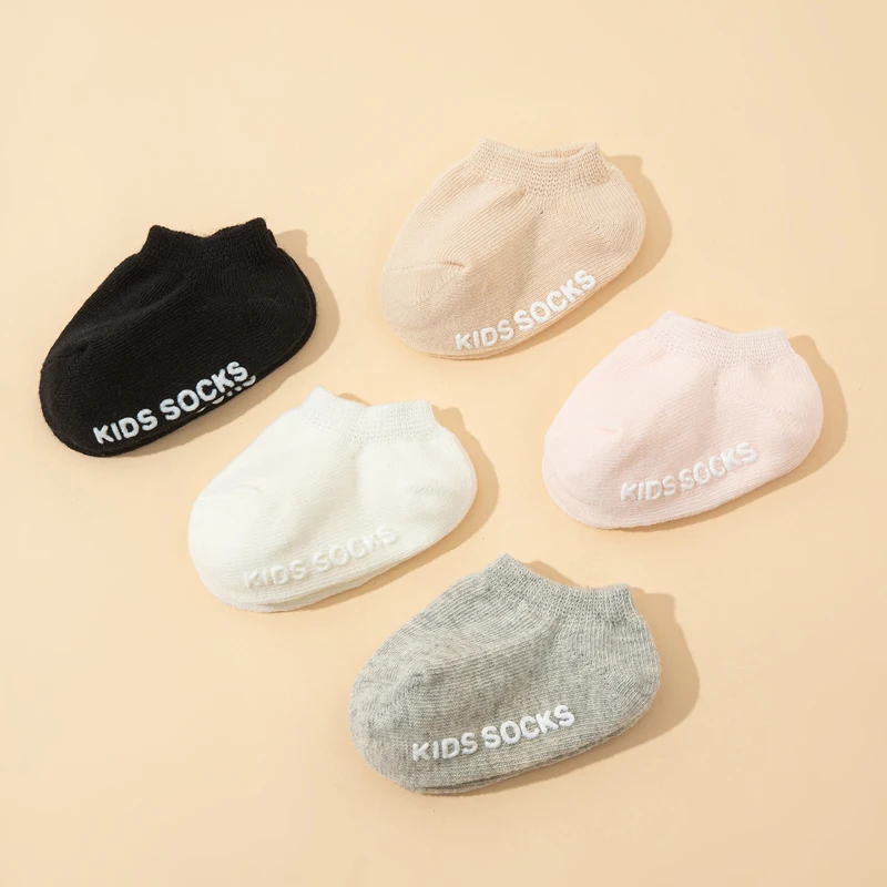 10 pairs of baby plain-color anti-slip adhesive socks, cute baby walking boat-style socks, kid's socks - Image 5
