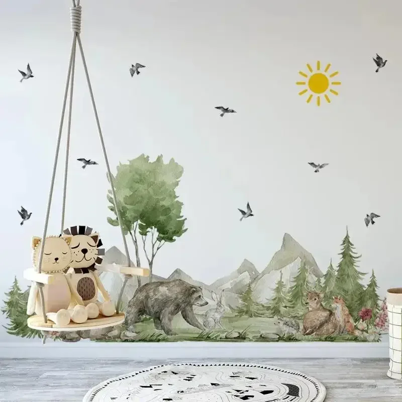 Cute Woodland Animals Are Learning Wall Stickers for Kids Room Wallpaper for Children Bedroom Living Room Nursery Decoration - Image 5