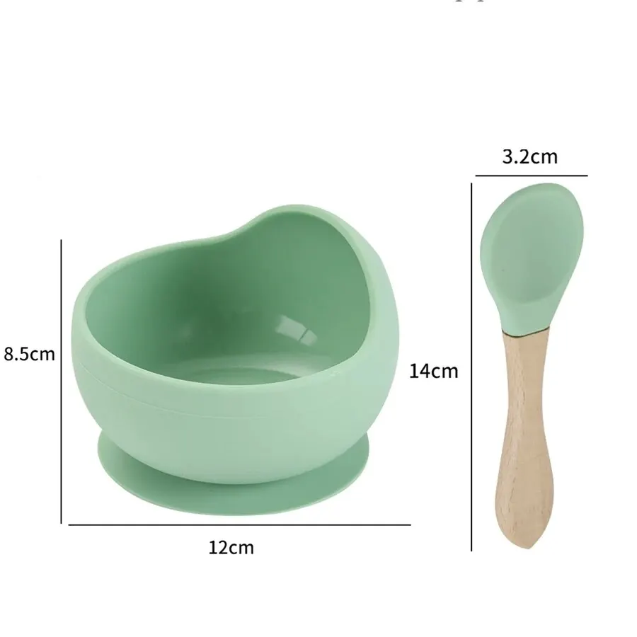 High Quality Spill-Proof Silicone Feeding Bowl Baby Dishes Kid Dinner Spoon Food Grade Silicone Baby Silicone Tableware - Image 5