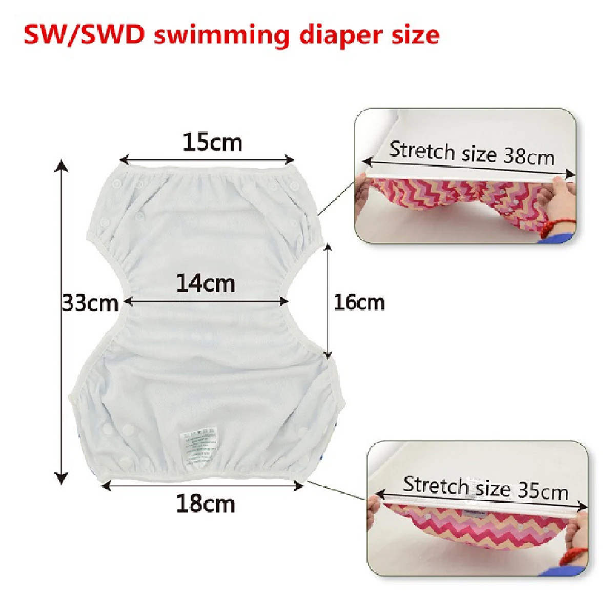 1PC ALVABABY Baby Swim Diaper Reusable Swim Nappy for Swimming Lessons Adjustable Fashion Swimsuit for Baby Under 8 Months - Image 4