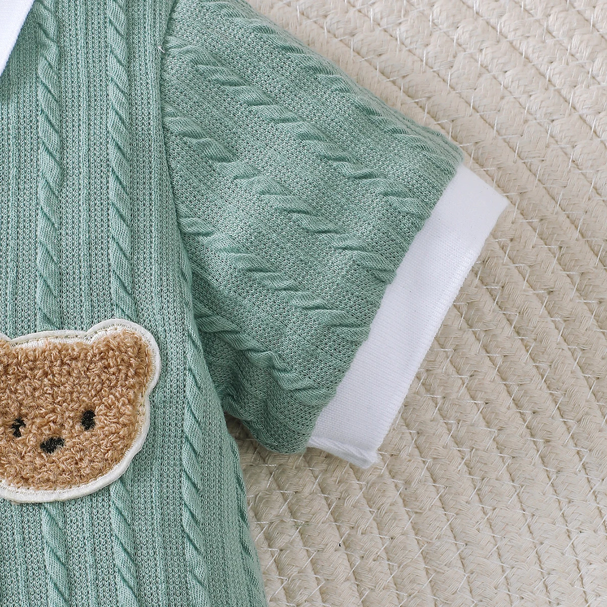 0-18 Months old Newborn Baby boy Jumpsuit Cute Little Bear Short sleeved Jumpsuit Baby clothing Boy baby Summer Crawling Suit - Image 5