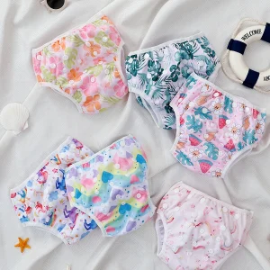 Happyflute Baby Swim Diaper 1Pc Adjustable Reusable Washable Swimming Pant for 3-15kg Infant Toddler Waterproof Polyester Diaper