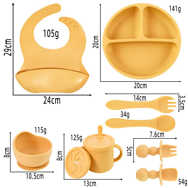 BPA Free Silicone Baby Feeding Set Sucker Bowl Dinning Plate Straw Cup Spoon Forks for Kids Baby Tableware Children Dishes - Image 6