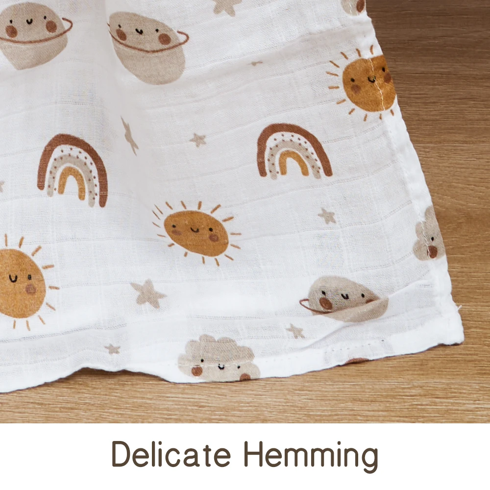 Elinfant 120x110cm Bamboo Cotton Baby Muslin Swaddle Blanket Cute Soft Print Baby Towel Wrap - Image 4