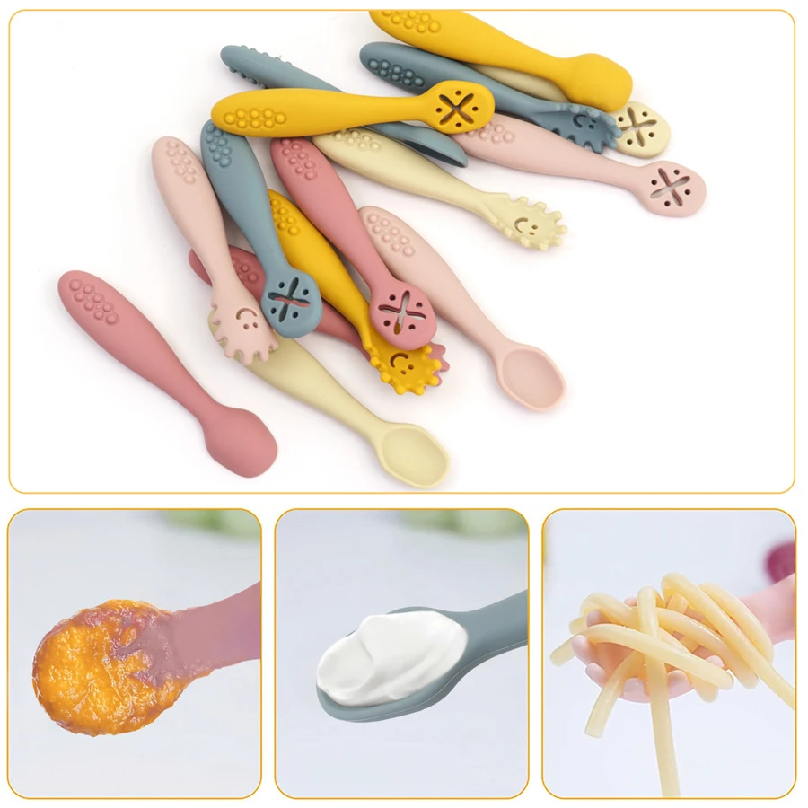 3PCS Cute Baby Learning Spoons Utensils Set Newborn Feeding Spoon Set Toddler Scoop Weaning Cutlery Children‘s Tablewar - Image 4