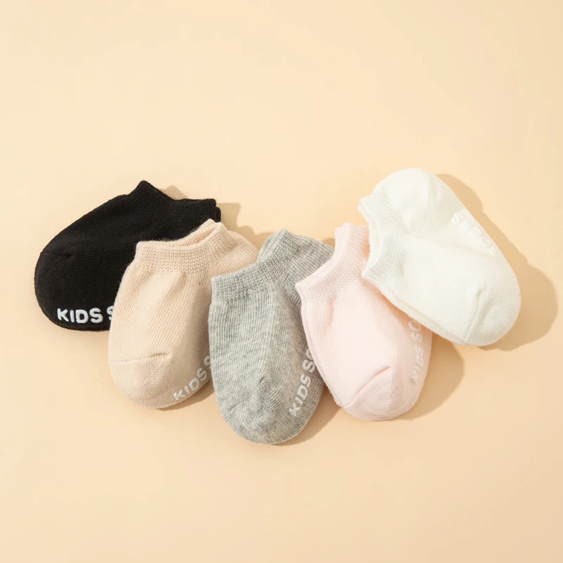 10 pairs of baby plain-color anti-slip adhesive socks, cute baby walking boat-style socks, kid's socks - Image 4