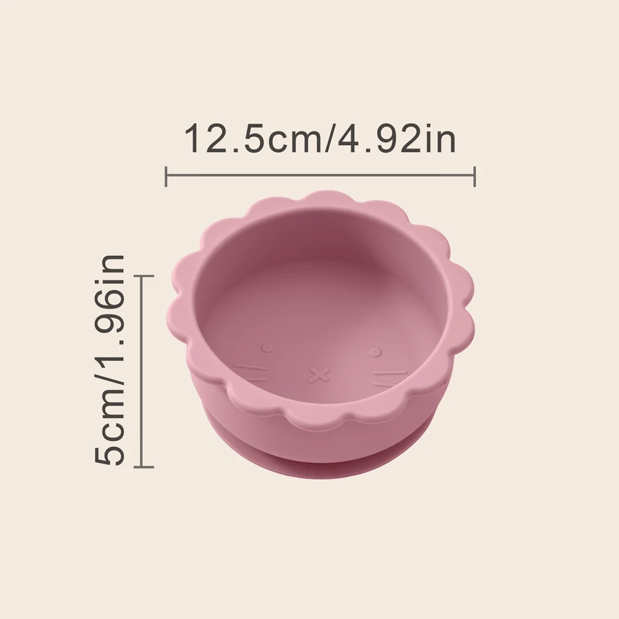 1PC Baby Silicone Bowl Cute Cartoon Lion Shape Baby Tableware Solid Color Baby Food Storage BPA Free Suction Baby Meal Tray - Image 4