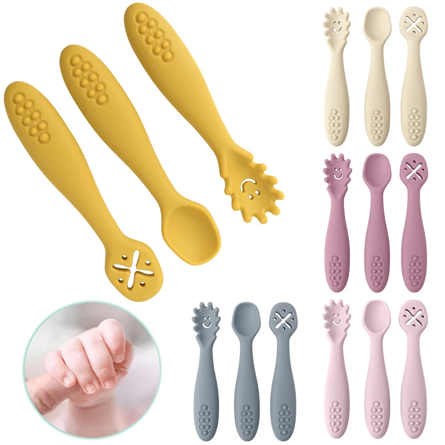 3PCS Cute Baby Learning Spoons Utensils Set Newborn Feeding Spoon Set Toddler Scoop Weaning Cutlery Children‘s Tablewar - Image 5