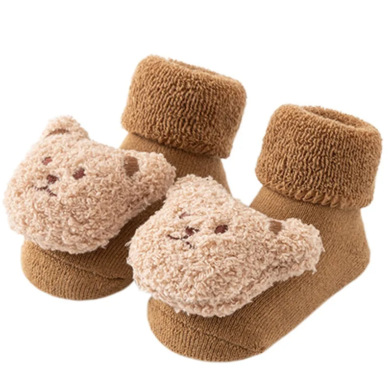 New Cute Cartoon Bear Baby Socks for Boys Girls Autumn Winter Soft Cotton Keep Warm Newborn Anti Slip Floor Thicken Socken - Image 5
