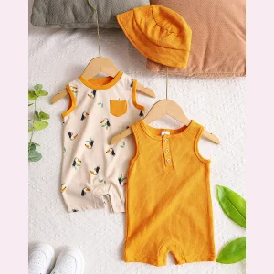 Baby boy clothes baby boy onesies+hat 3PCS Summer Short-sleeved jumpsuit newborn baby clothes cotton fabric 0-18 months