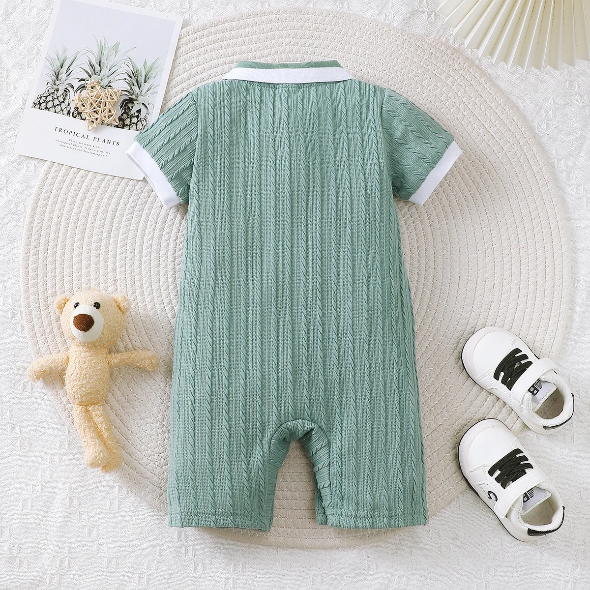 0-18 Months old Newborn Baby boy Jumpsuit Cute Little Bear Short sleeved Jumpsuit Baby clothing Boy baby Summer Crawling Suit - Image 2