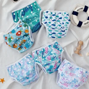 HappyFlute 3-Piece Mesh Cloth Inner Fabric Baby Swimming Diaper Reusable Adjustable 0-3 Years Summer Diaper