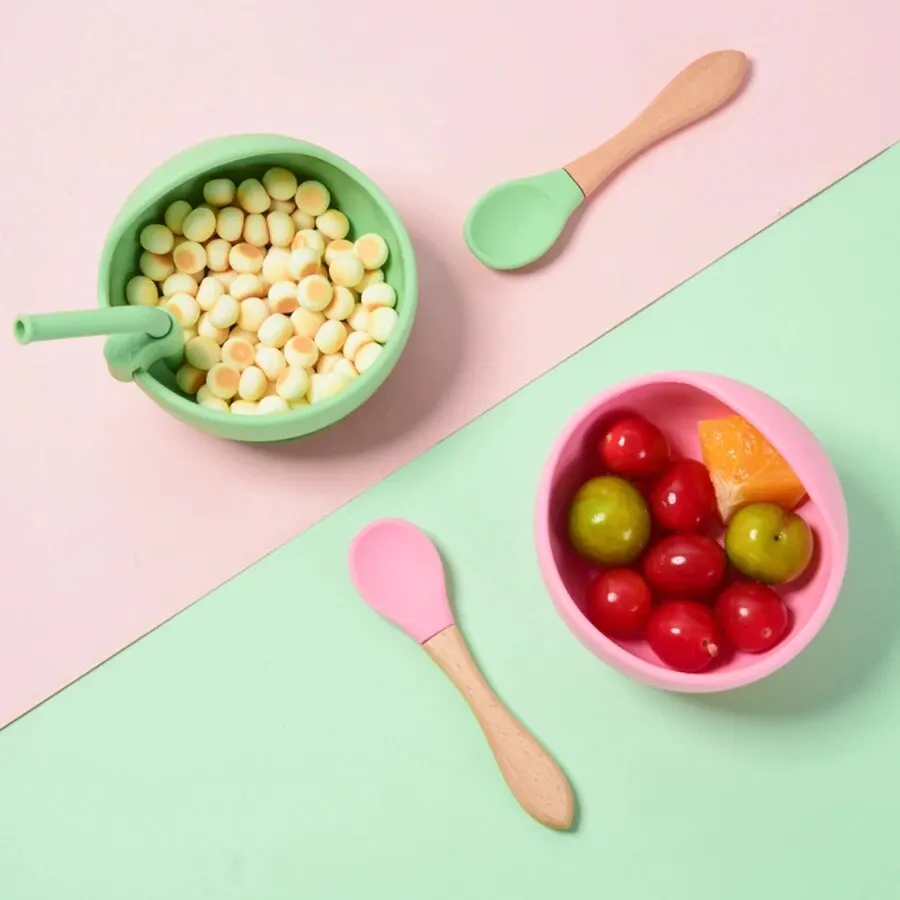 High Quality Spill-Proof Silicone Feeding Bowl Baby Dishes Kid Dinner Spoon Food Grade Silicone Baby Silicone Tableware - Image 2