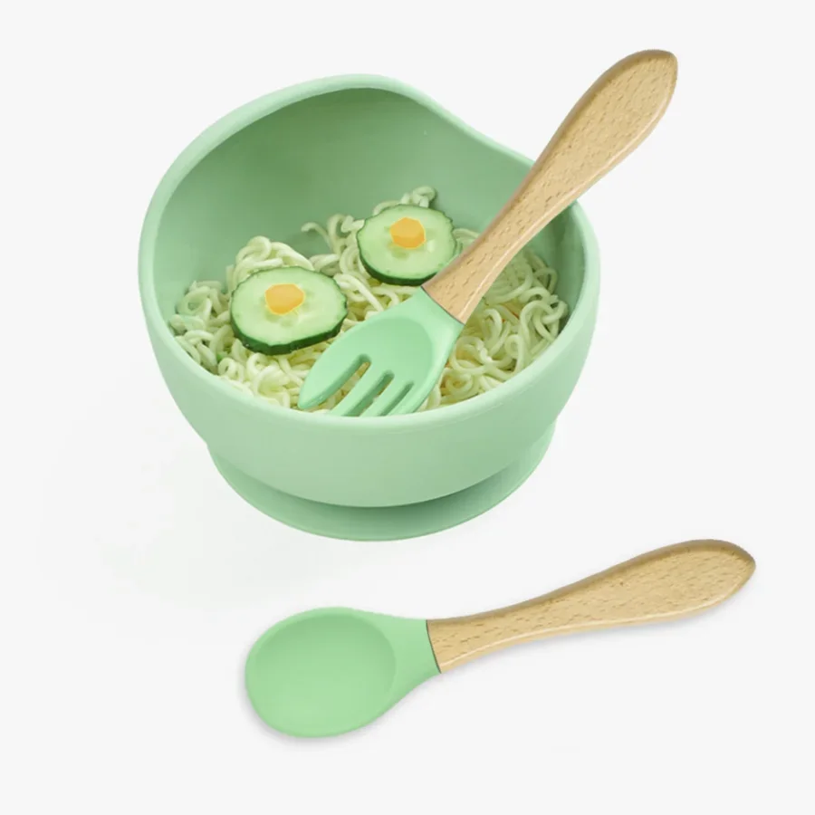 High Quality Spill-Proof Silicone Feeding Bowl Baby Dishes Kid Dinner Spoon Food Grade Silicone Baby Silicone Tableware - Image 6