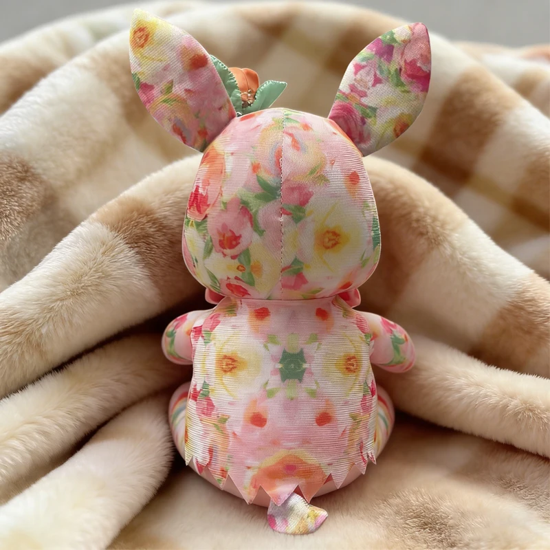 Cute Bunny Plush Toy Cartoon Rose Floral Rabbit Soft Pink Stuffed Animal Baby Huggable Doll Nursery Decor Kawaii Girls Kids Gift - Image 3
