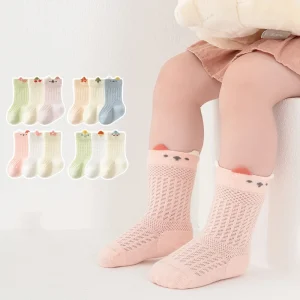 3 Pairs/lot Newborn Socks For Girl Boy 0-5 Yrs Summer Thin Cotton Mesh Infant Baby Boneless Short Sock Cute Clothing Accessories