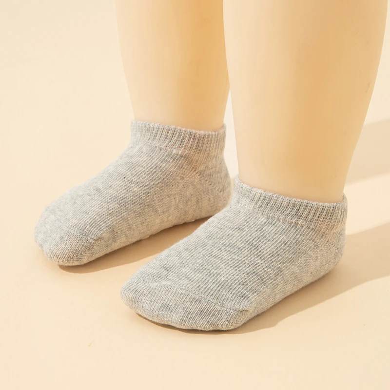 10 pairs of baby plain-color anti-slip adhesive socks, cute baby walking boat-style socks, kid's socks - Image 6