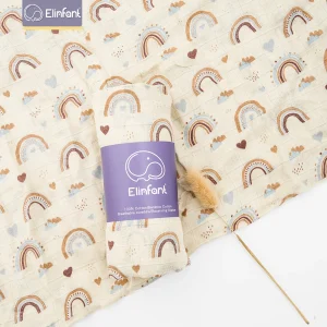 Elinfant 120x110cm Bamboo Cotton Baby Muslin Swaddle Blanket Cute Soft Print Baby Towel Wrap