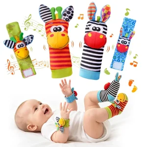 Baby Toys 0 6 12 Months Stuffed Animals Socks Wrist Strap Baby Rattles Newborn Hand & Foot Development Toys Games For Babies 1 Y