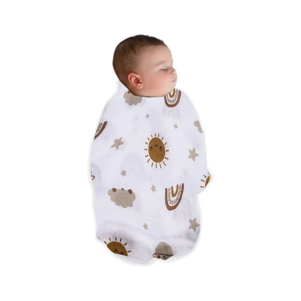 Elinfant 120x110cm Bamboo Cotton Baby Muslin Swaddle Blanket Cute Soft Print Baby Towel Wrap - Image 5
