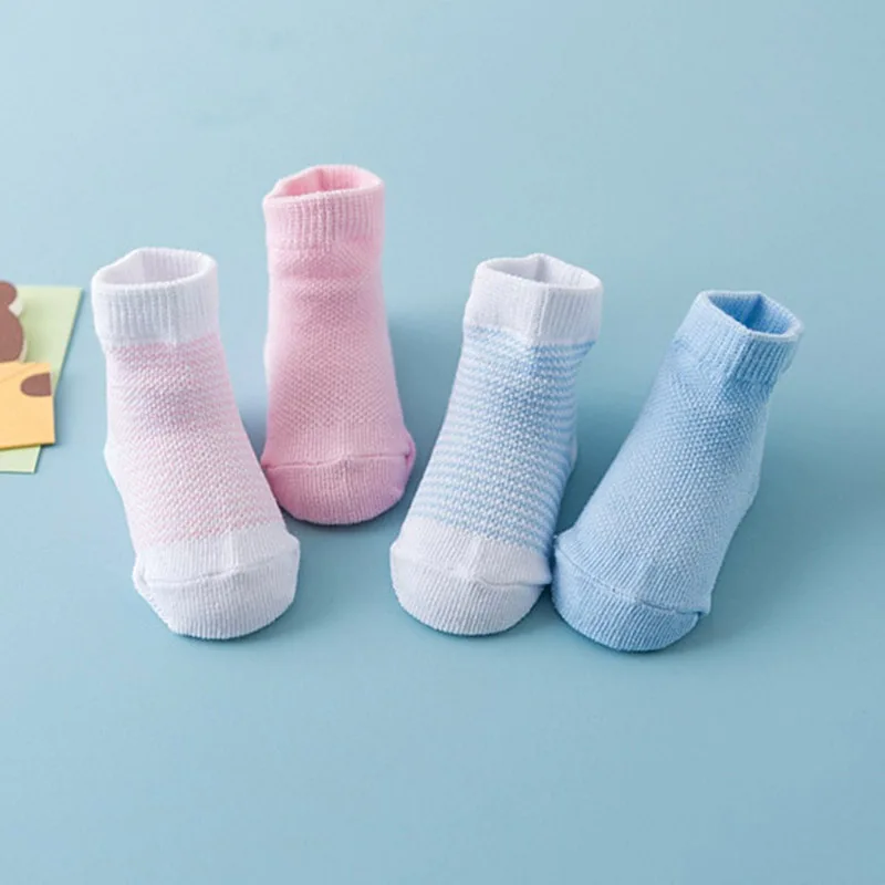 Summer Newborn Sets 0-6Month Boy Girl Baby Cotton Sock Footwear Infant Scratch Resistant Gloves 2pairs Short Socks+2pairs Gloves - Image 4