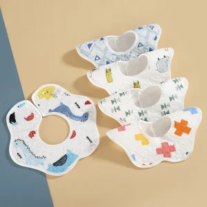 Random 3pcs Waterproof Baby Feeding Bibs 360 Degree Petal Infants Cotton Saliva Towel Newborn Toddler Soft Burp Cloth Kids Bib