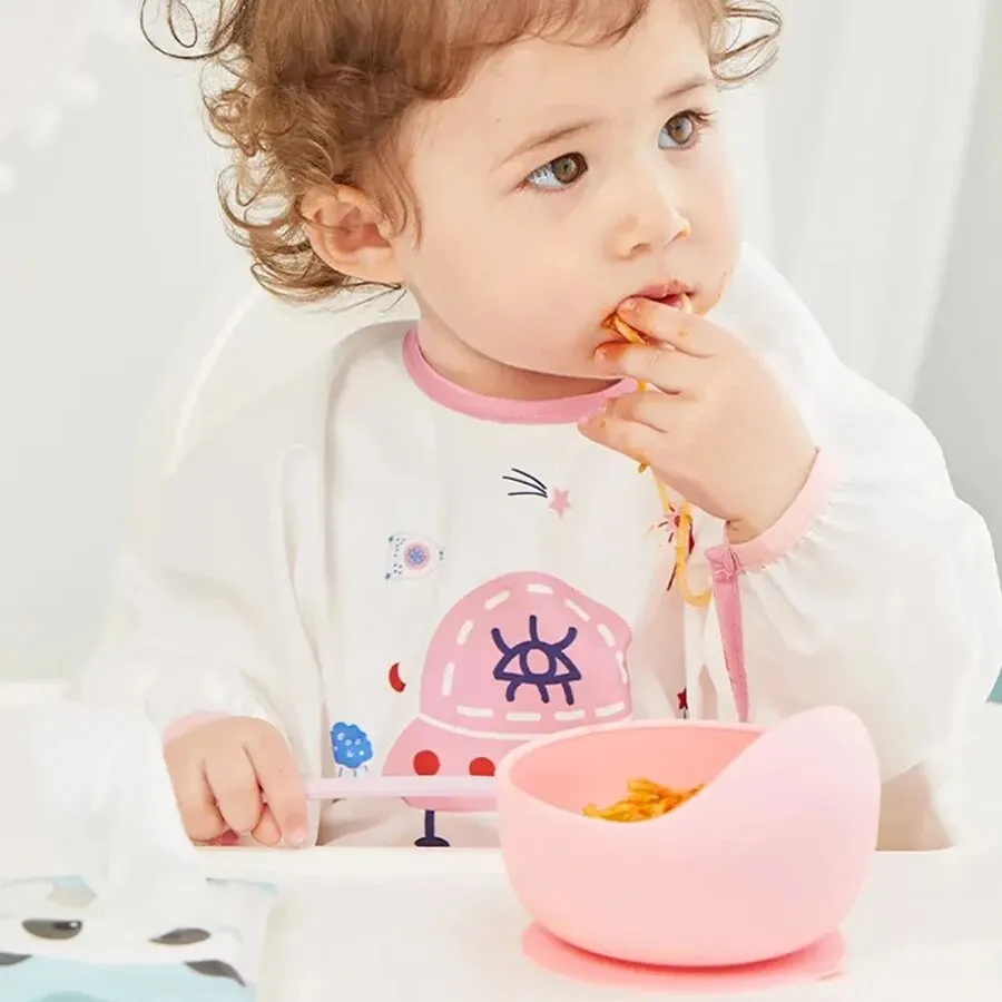 High Quality Spill-Proof Silicone Feeding Bowl Baby Dishes Kid Dinner Spoon Food Grade Silicone Baby Silicone Tableware - Image 4