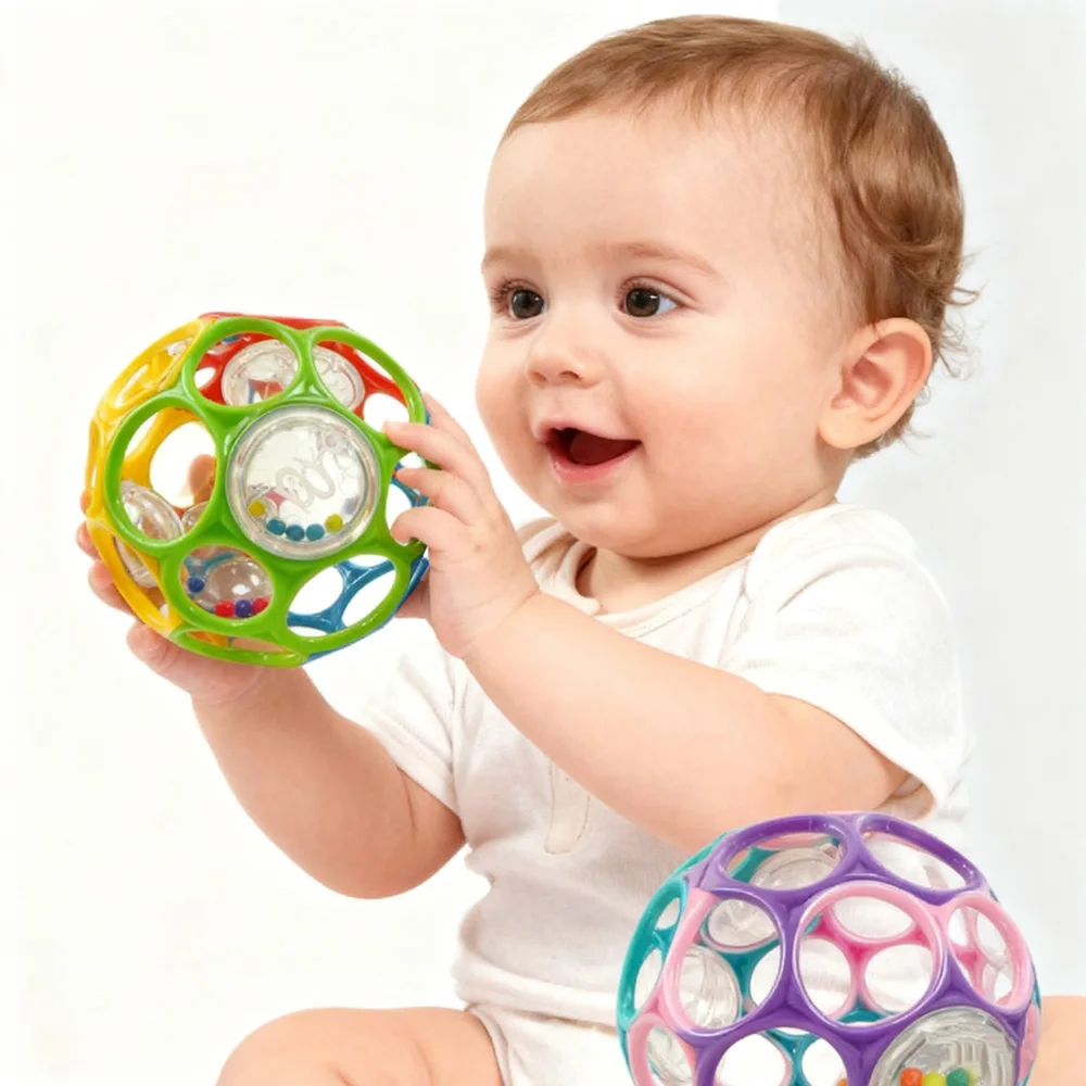 Soft Baby Grasping Ball Rattles with Bell Ball Early Education Educational Sensory Toy Random Color) - Image 5